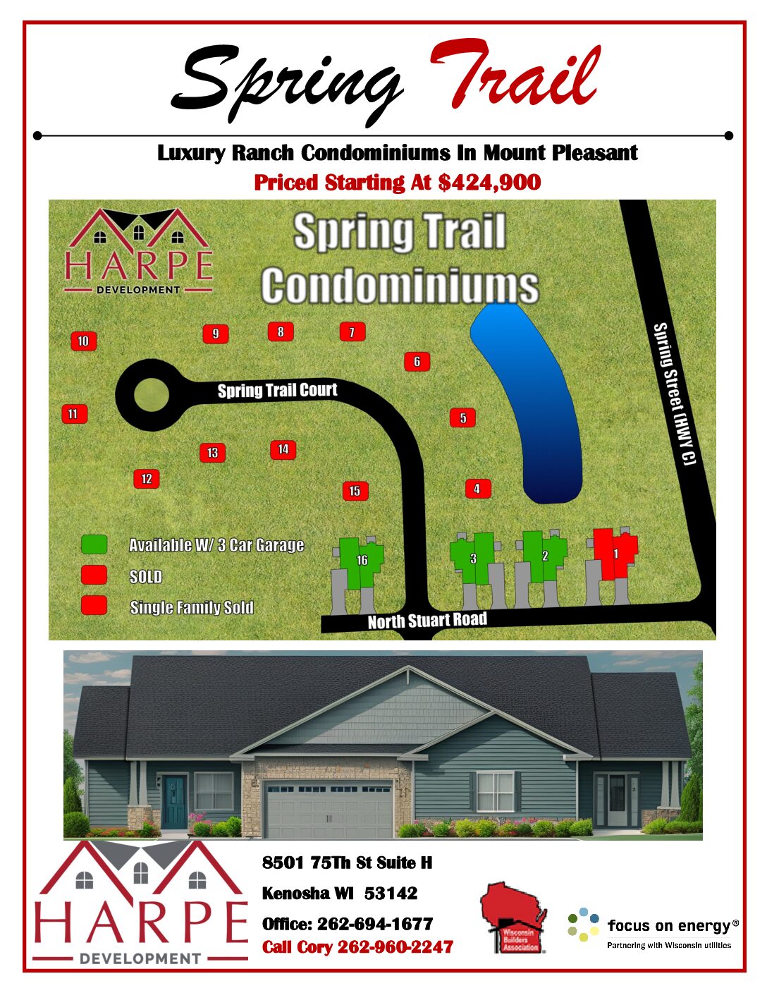 Luxury ranch condominiums in Mount Pleasant Wisconsin