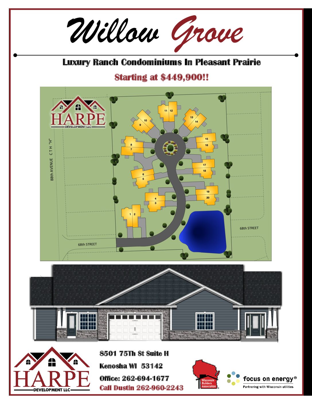 Luxury ranch condominiums Pleasant Prairie Wisconsin