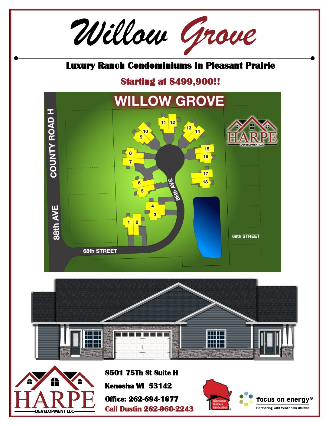 Luxury ranch condominiums Pleasant Prairie Wisconsin