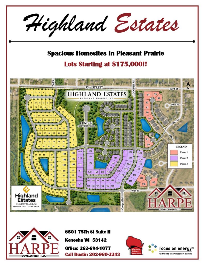 Hi Linda Estates, Pleasant Prairie WI Plat flyer